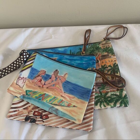 Henri Bendel Cabana Girls Pouch set of 3 - Picture 1 of 7